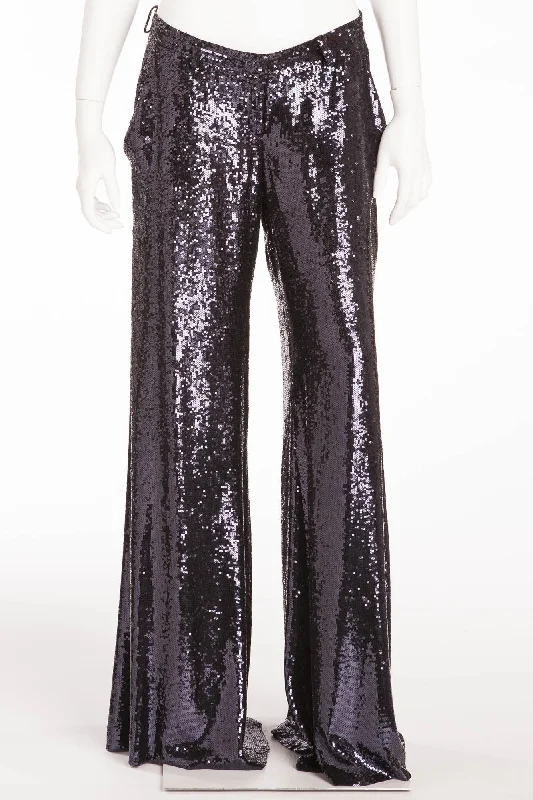 Balmain - New with Tags Blue Sequin Wide Leg Pants - FR 40 Trendy Printed Leggings