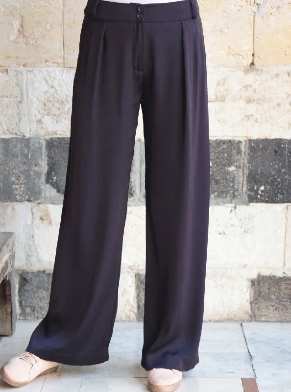 Satin Touch Pleated Trousers Trousers Harem Relaxed Fit