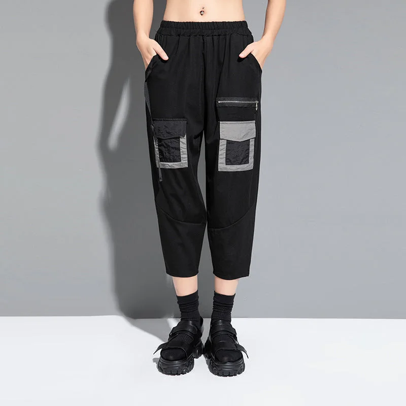 Patchwork Loose Harem Pants Trendy Wide-Leg Pants