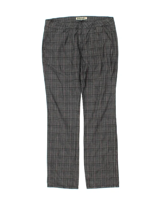 VOLCOM Womens Straight Chino Trousers US 7 Medium W32 L32 Grey Check Trousers Top Rated