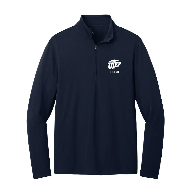 UTEP - NCAA Women's Track & Field : Lizbeth Fierro - Lightweight Quarter Zip Jacket Knit Fabric Woven Fabric Fleece Fabric