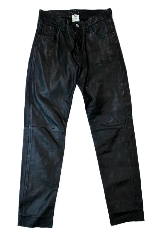 AGNES B - Leather Pants Fashionable Sporty Pants