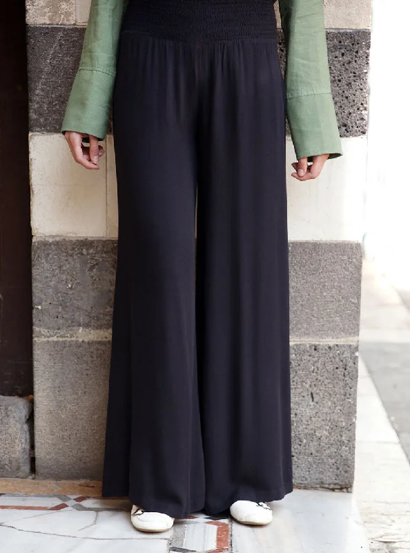 Flared Trousers with Elasticized Waistband Trousers stylish modern