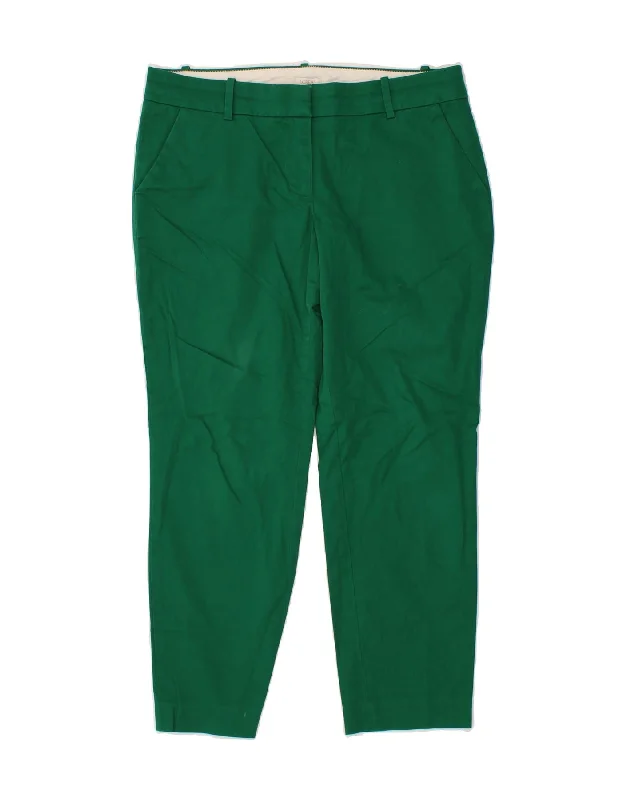 J. CREW Womens Tapered Capri Trousers US 6 Medium W30 L25 Green Cotton Trousers cozy comfortable