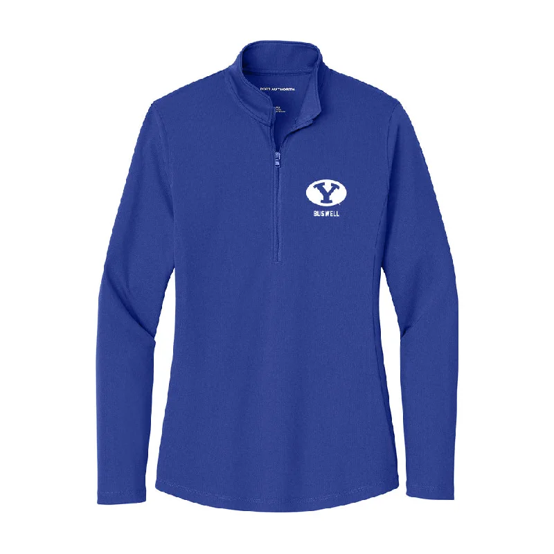 BYU - NCAA Women's Track & Field : Tessa Buswell - Women's Lightweight Quarter Zip Jacket Belted Jacket Elasticated Jacket Padded Jacket