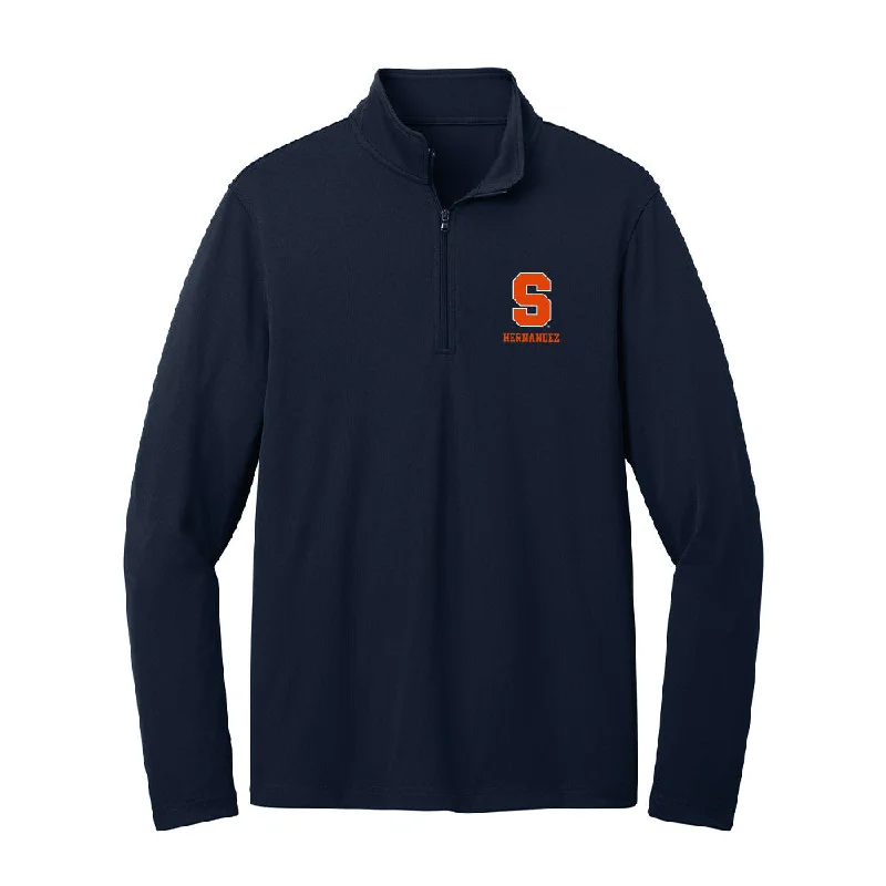 Syracuse - NCAA Women's Track & Field : Mia Hernandez - Lightweight Quarter Zip Jacket Chenille Fabric Brocade Fabric Lace Fabric