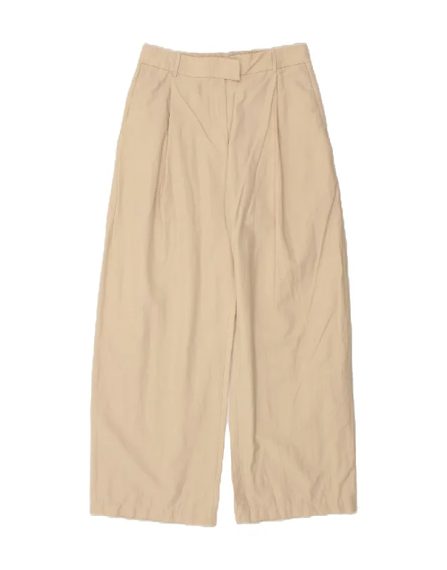 ZARA Womens High Waist Pegged Chino Trousers Medium W28 L28 Beige Cotton Trousers Exclusive Limited