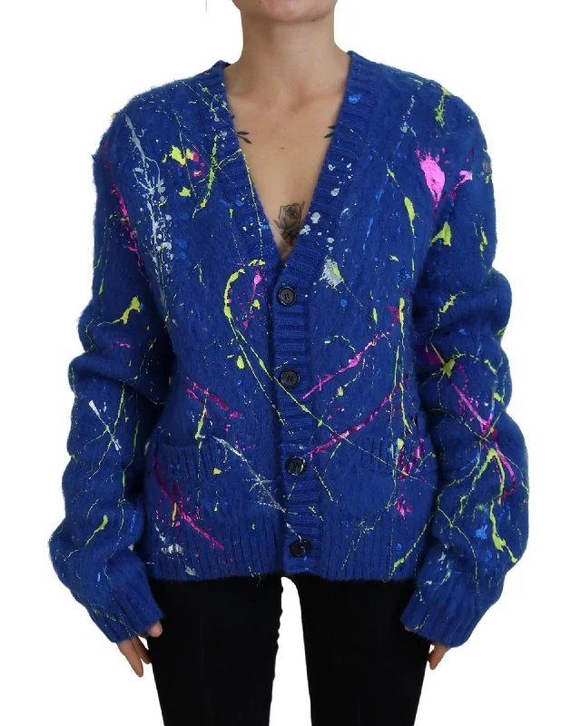 Dolce & Gabbana  Women's Paint Splatter Cardigan Iron Safe Non-Iron Wrinkle Free