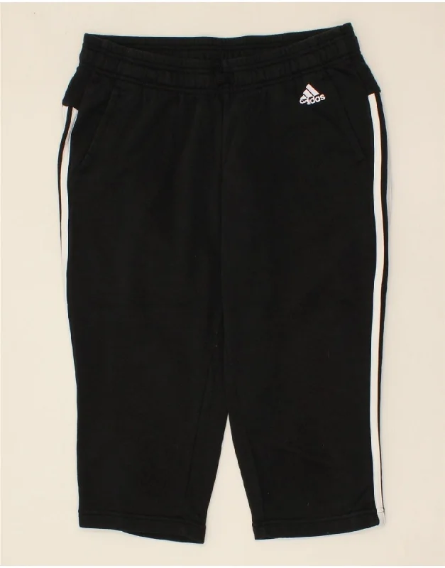 ADIDAS Womens Capri Tracksuit Trousers UK 12/14 Medium Black Cotton Trousers Spring Floral