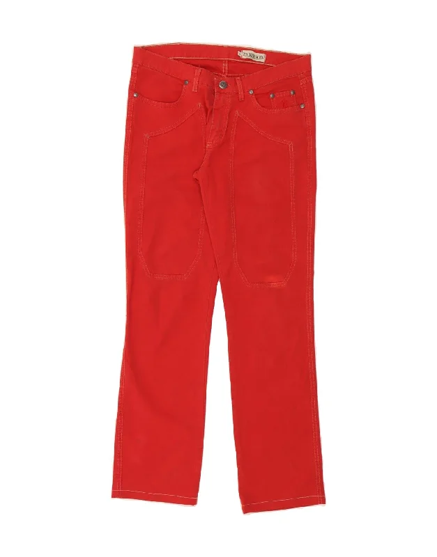 JECKERSON Womens Straight Casual Trousers W29 L30 Red Cotton Trousers Capri Summer