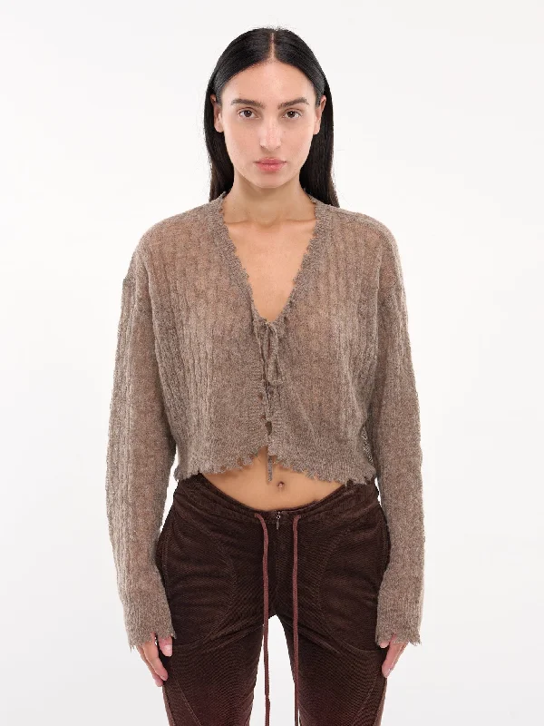 Sheer Wool Cardigan (KT03N1GY084-GRAY-TAUPE) Stylish Fashionable Trendy