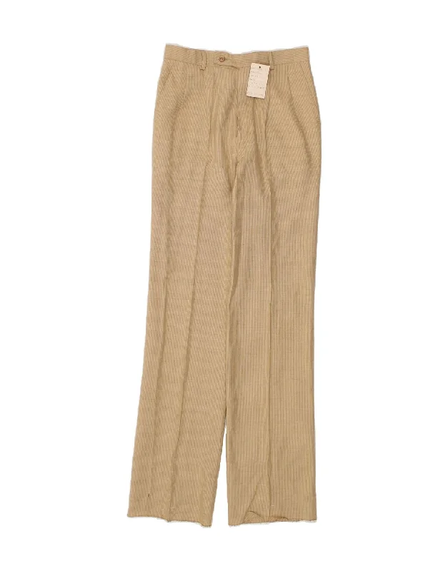 VINTAGE Womens Pegged Chino Trousers IT 44 Medium W27 L34 Beige Pinstripe Trousers Travel Practical