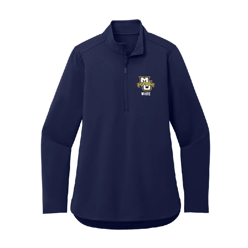 Marquette - NCAA Women's Track & Field : Megan White - Women's Premium Quarter Zip Jacket One-Shoulder Jacket Off-the-Shoulder Jacket Asymmetrical Jacket