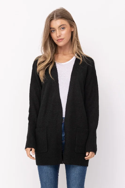 Long Road Ahead Black Long Sleeve Cardigan Boxy Cardigan Fitted Cardigan A-Line