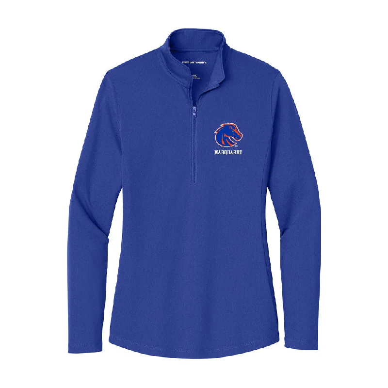 Boise State - NCAA Women's Track & Field : Macy Marquardt - Women's Lightweight Quarter Zip Jacket Tiered Jacket Buttoned Jacket Zippered Jacket