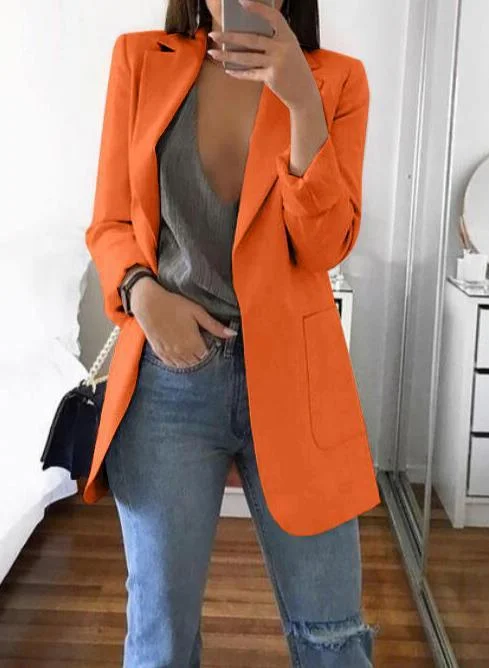 Europe and America fashion lapel slim cardigan temperament suit jacket women Ribbed Striped Patterned