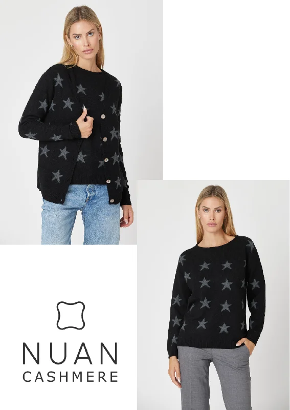 Star Sweater & Star Cardigan Print Jacquard Patchwork