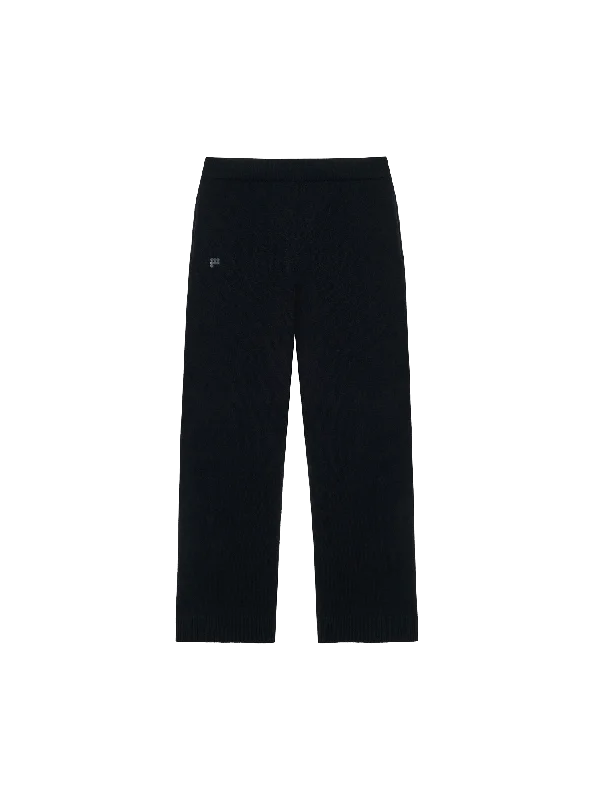 Archive Womens Recycled Cashmere Loose Track Pants—black Trendy Wide-Legged Trousers