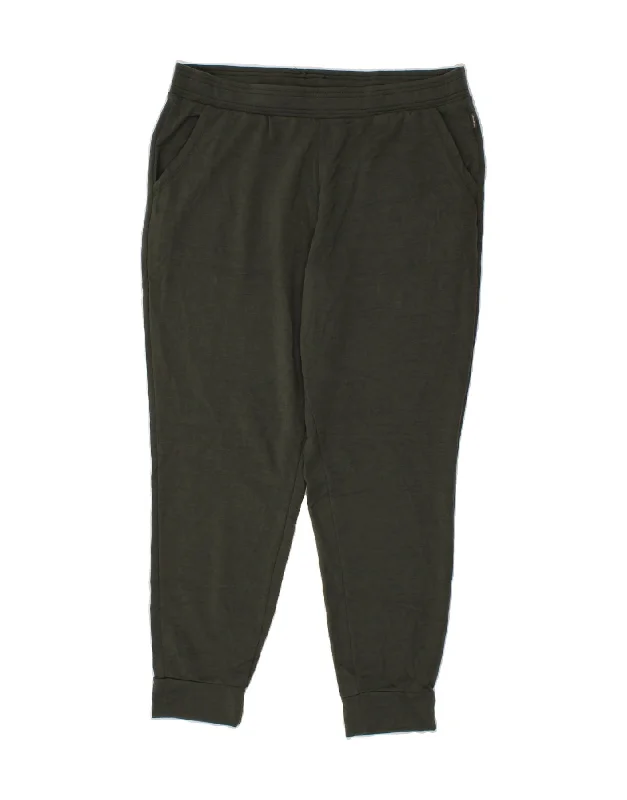 EDDIE BAUER Womens Tracksuit Trousers Joggers UK 16 Large  Green Cotton Trousers Mesh Breathable