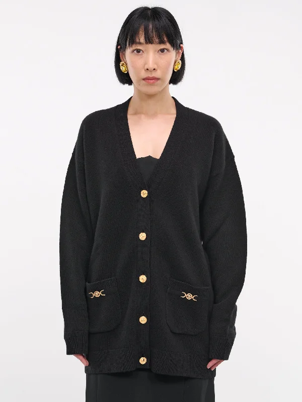 Wool-Cashmere Cardigan (1014091-1A11287-1B000-BLACK) Welt Pockets Slit Pockets Flap Pockets