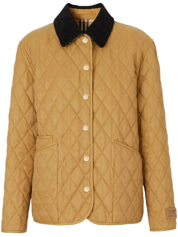 corduroy-collar diamond-quilted jacket Wool Jacket Cashmere Jacket Tweed Jacket