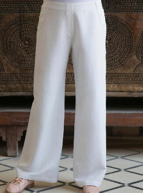 Side Buttoned Linen Trousers Trousers chic elegant