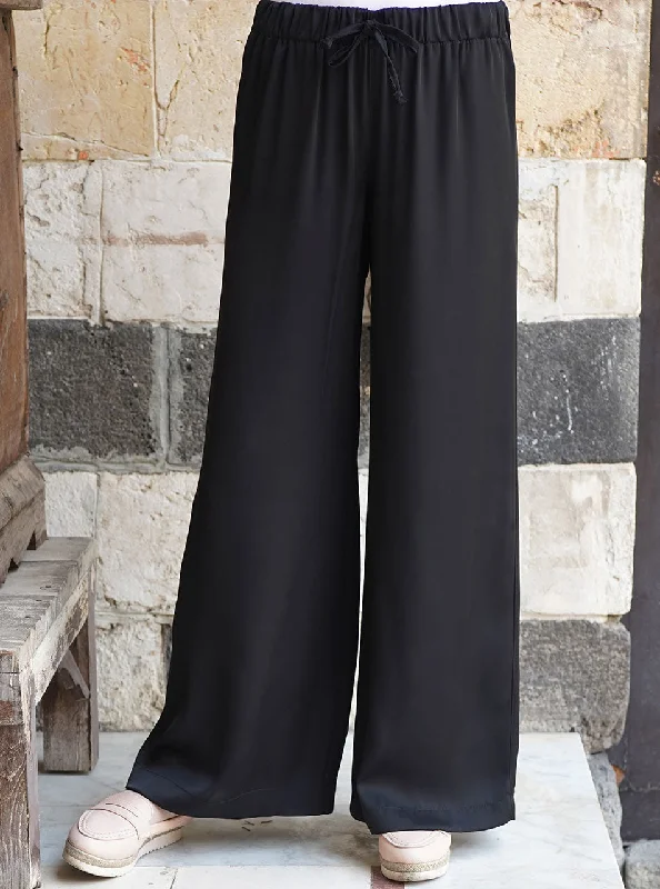 Comfort Waist Satin Trousers Trousers Flared Retro