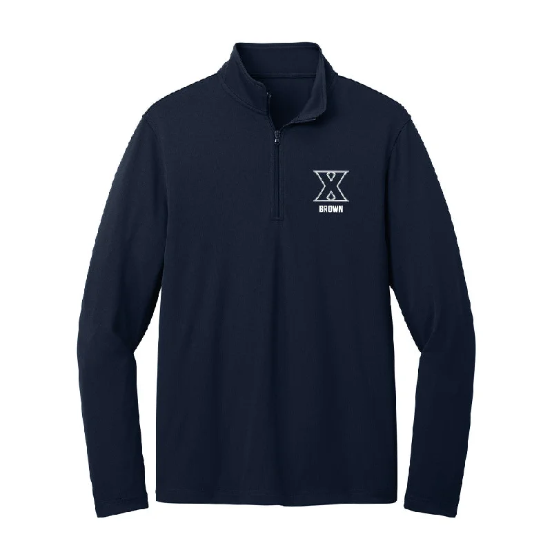 Xavier - NCAA Women's Track & Field : Rania Brown - Lightweight Quarter Zip Jacket Rayon Fabric Velvet Fabric Corduroy Fabric