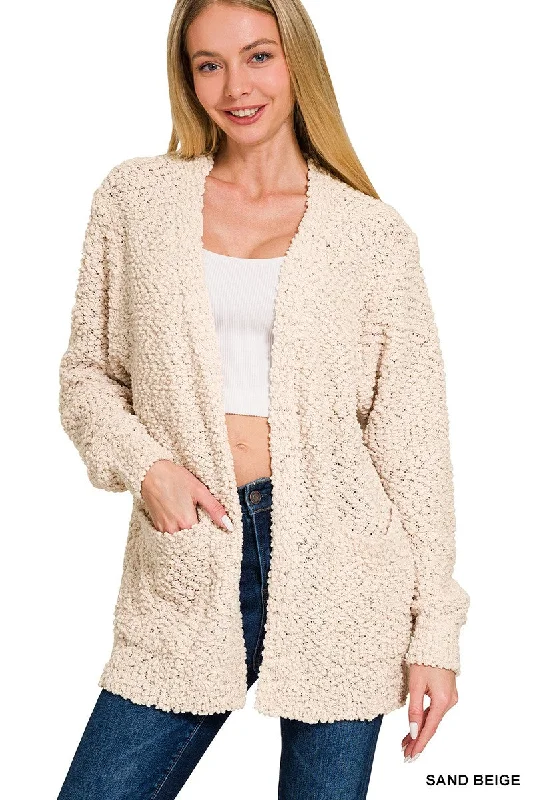 Ella Popcorn Cardigan Terry Terry Cloth Terry Knit