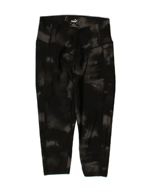 PUMA Womens Capri Tracksuit Trousers UK 14 Medium  Black Tie Dye Polyester Trousers Wedding White