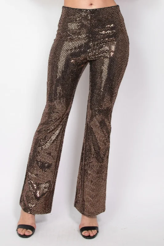 Sequined Fit & Flare Midrise Pants Comfortable Denim Trousers