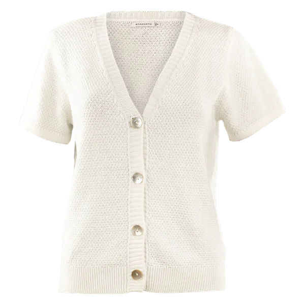 Waffle V Neck Button Down Cardigan Elegant Classic Vintage