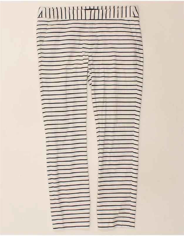 ZARA Womens Slim Chino Trousers EU 40 Medium W30 L27 White Pinstripe Trousers Brand Named