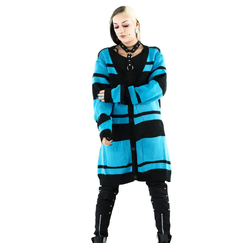 EVIL EYE CARDIGAN - BLACK/BLUE Bright Pastel Dark