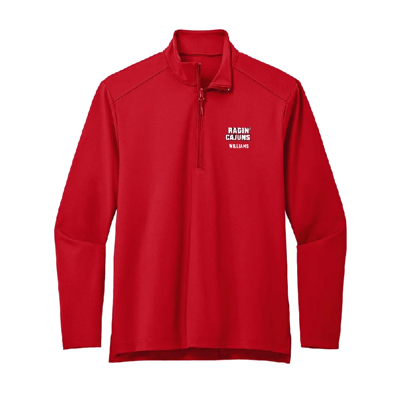 Louisiana - NCAA Women's Track & Field : Annah Williams - Premium Quarter Zip Jacket Front Pockets Side Pockets Patch Pockets