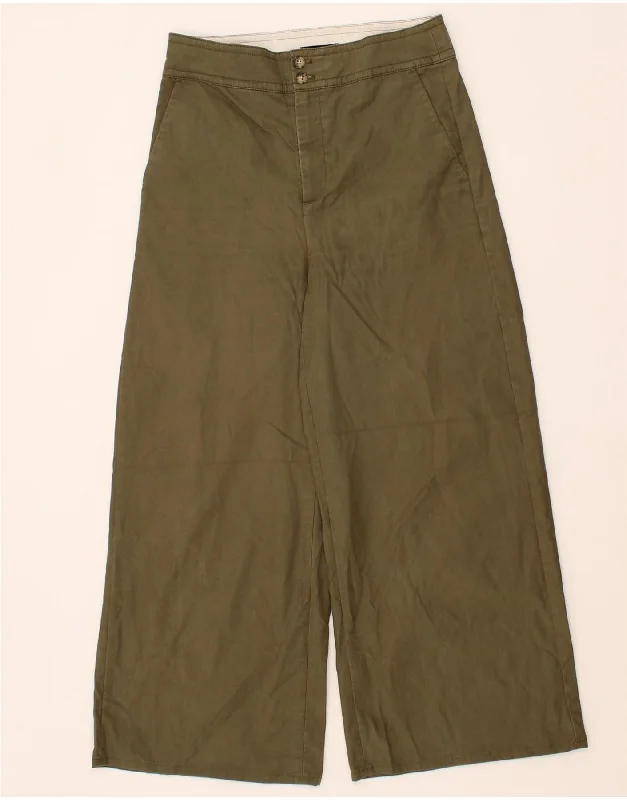 J. CREW Womens High Waist Chino Trousers US 6 Medium W28 L25 Khaki Trousers Palazzo Wide Leg