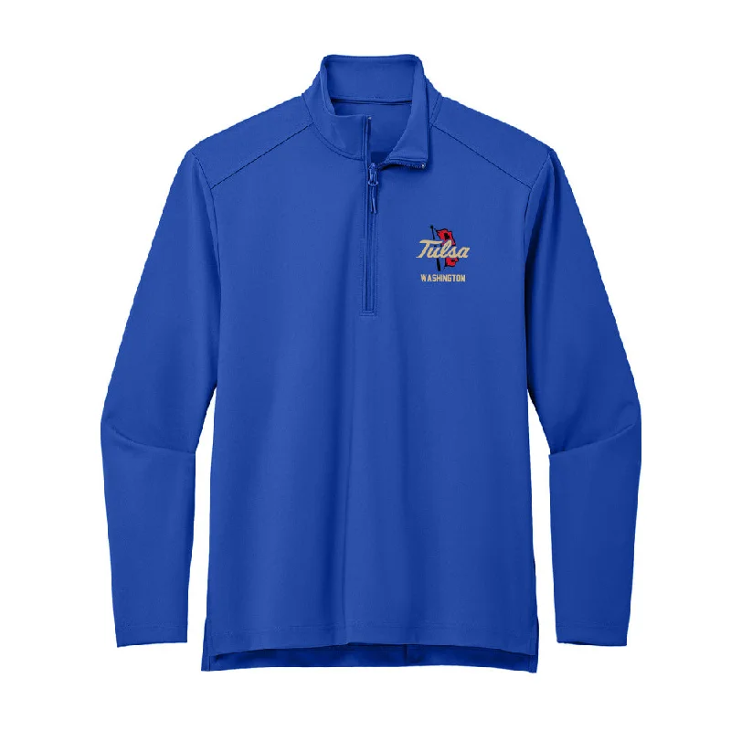 Tulsa - NCAA Women's Track & Field : Gabbie Washington - Premium Quarter Zip Jacket Stand-Up Collar Roll-Neck Collar Turtle Neck