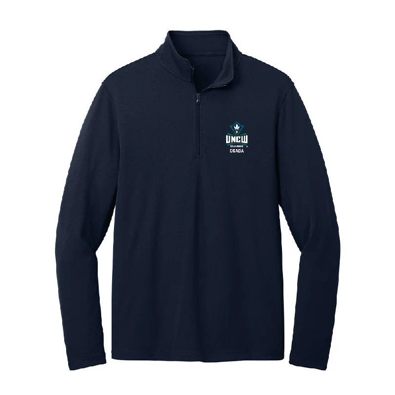 UNC Wilmington - NCAA Women's Track & Field : Ella Osada - Lightweight Quarter Zip Jacket Print Jacket Jacquard Jacket Embroidered Jacket