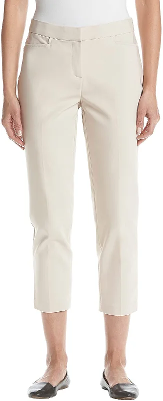 Rafaella Women's Petite Lightweight Satin Twill Ankle Pant Formal Linen Trousers