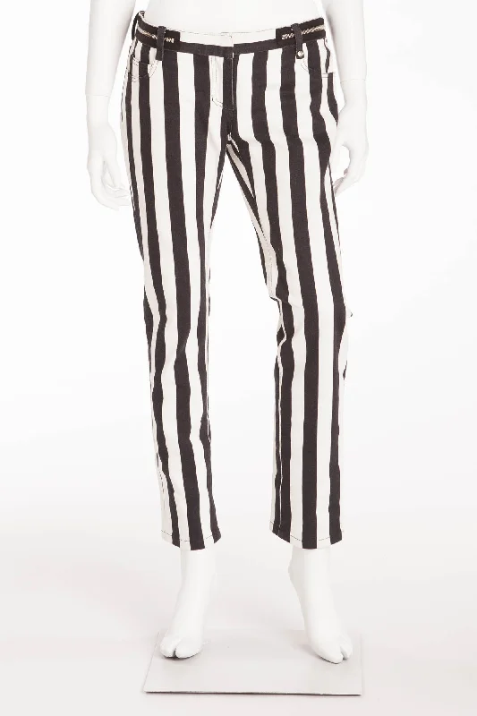 Balmain - As Seen on Fergie - Black and White Striped Pants - FR 40 Warm Wool Trousers