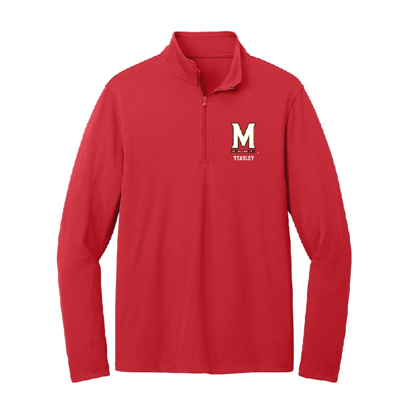 Maryland - NCAA Women's Track & Field : Victoria Teasley - Lightweight Quarter Zip Jacket Satin Jacket Silk Jacket Chiffon Jacket