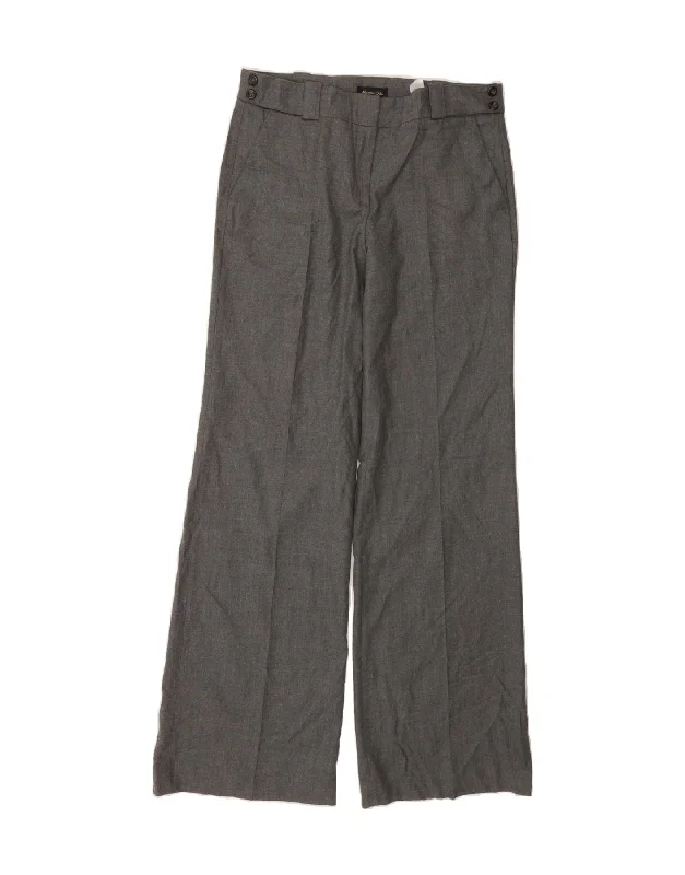 MASSIMO DUTTI Womens Wide Leg Chino Trousers W30 L31  Grey Wool Cropped Trousers Casual Linen