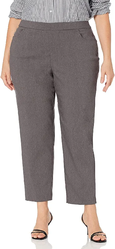 Alfred Dunner Women's Allure Slimming Plus Size Short Stretch Pants-Modern Fit Stylish Elastic Waist Pants