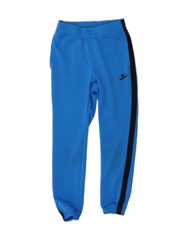 NIKE Womens Tracksuit Trousers Joggers UK 4 XS Blue Colourblock Polyester Trousers cozy soft