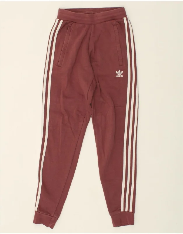 ADIDAS Womens Tracksuit Trousers Joggers UK 6 XS Maroon Cotton Trousers Occasion Special