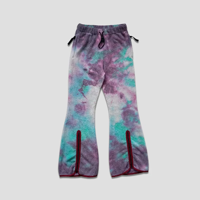 REVERSIBLE FLEECE TIE DYE FLARE PANTS - PURPLE/BLUE Comfortable Cargo Pants