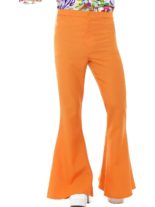 Mens Orange Flared Trousers 60s 70s Groovy Disco Hippy Costume Trousers Review Highly