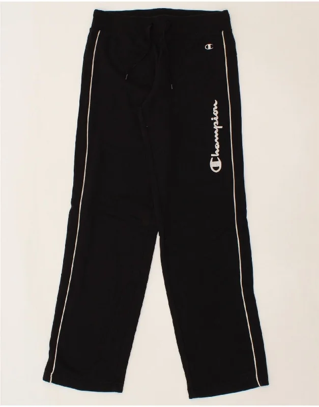 CHAMPION Womens Graphic Tracksuit Trousers UK 14 Medium Black Trousers trendy modern