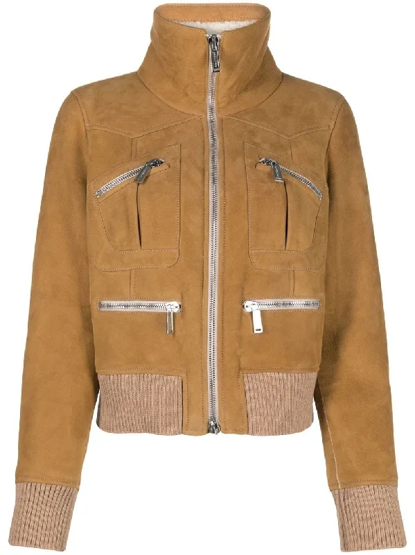 DSQUARED2 ribbed-detail zipped-up bomber jacket Welt Pockets Slit Pockets Flap Pockets