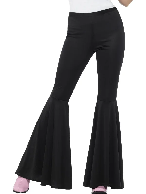 Black Flared Trousers, Ladies 70s Fashion Trousers luxurious high-end